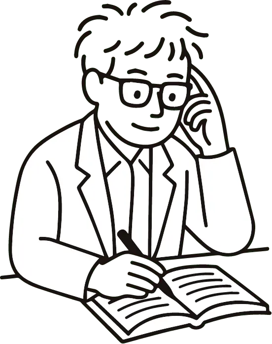 ノートを手に説明する医師のイラスト